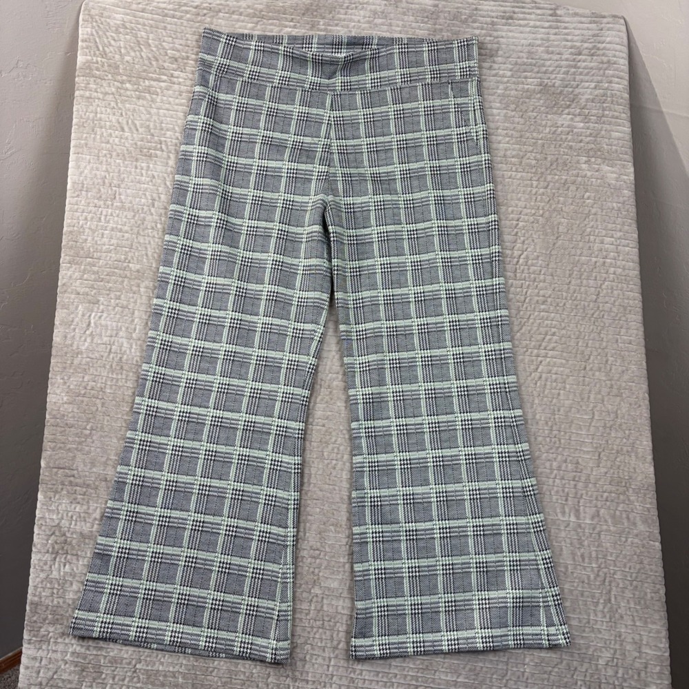 Betabrand Dress Yoga Pants 2XL Petite Green‎ Grey Plaid Flare Bootcut High Rise